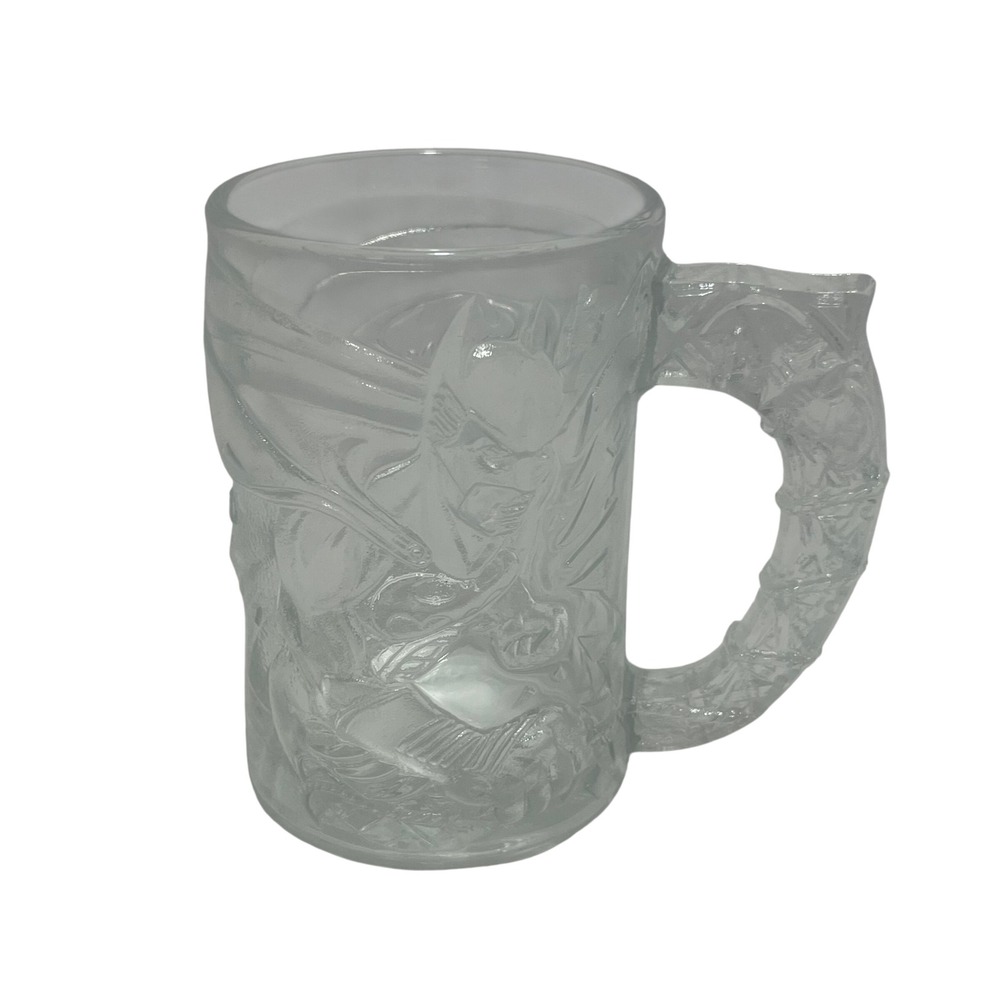 Vintage 1995 McDonald's Batman Forever Promotional Embossed 3D Glass Mug